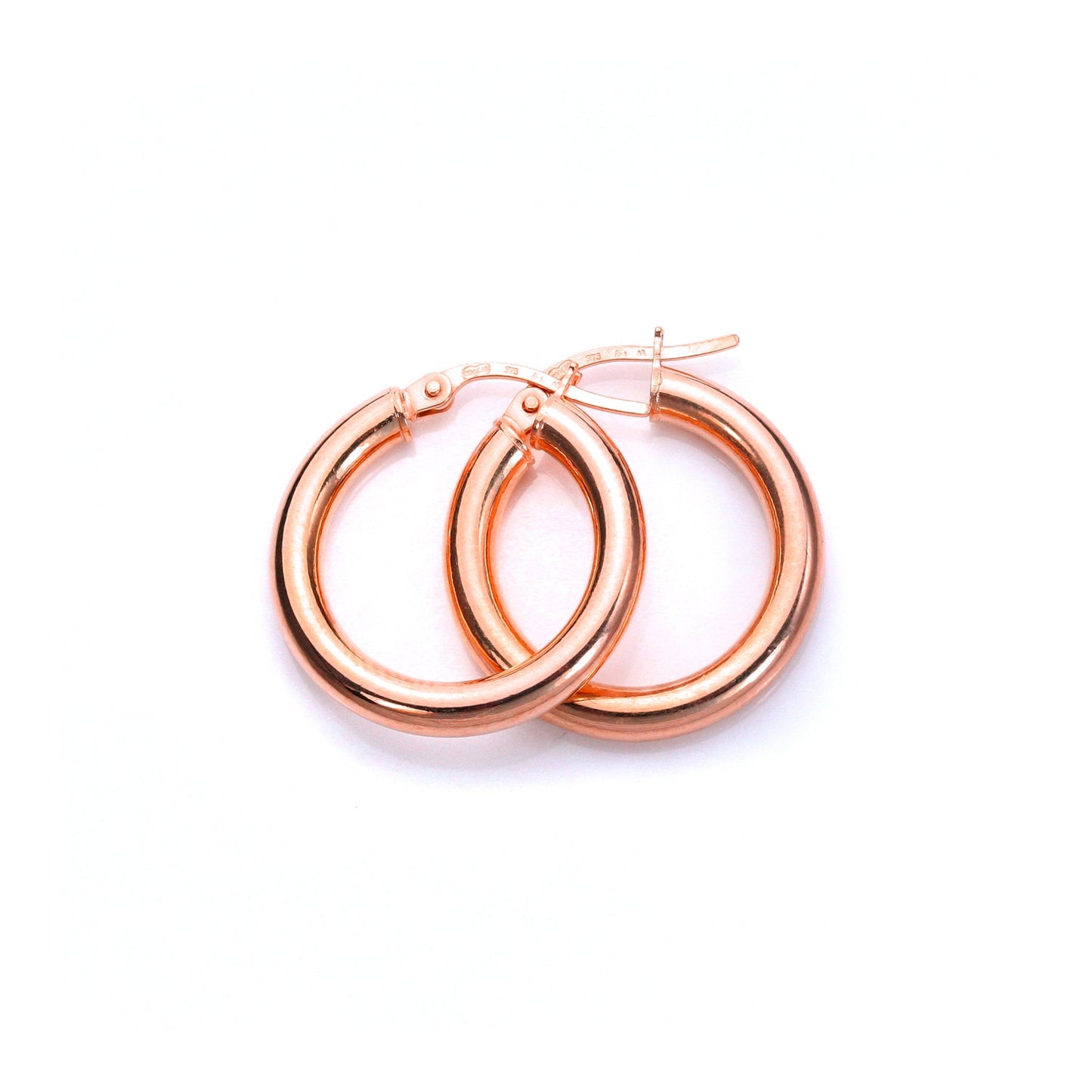 Boucles d'oreilles créoles dormeuses unies en or rose 9 carats - 10 mm, 15 mm, 20 mm