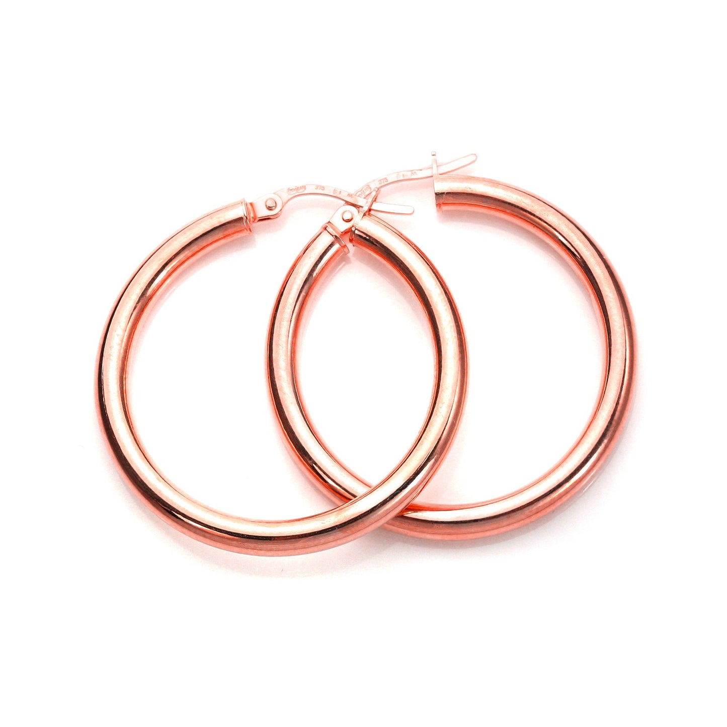 Boucles d'oreilles créoles dormeuses unies en or rose 9 carats - 10 mm, 15 mm, 20 mm