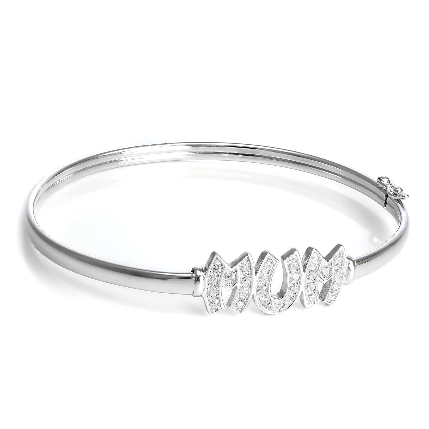 Bracelet jonc à charnière en argent sterling avec cristaux CZ pour adulte