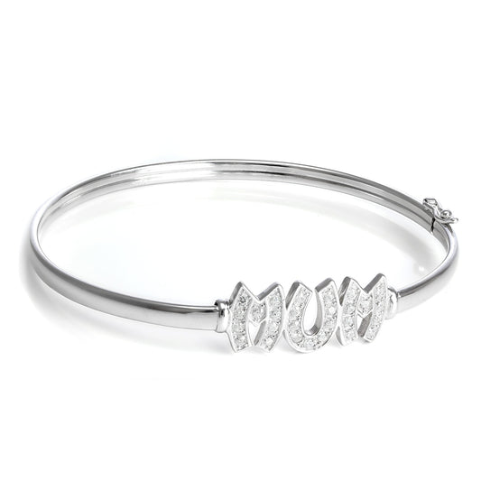 Bracelet jonc à charnière en argent sterling avec cristaux CZ pour adulte