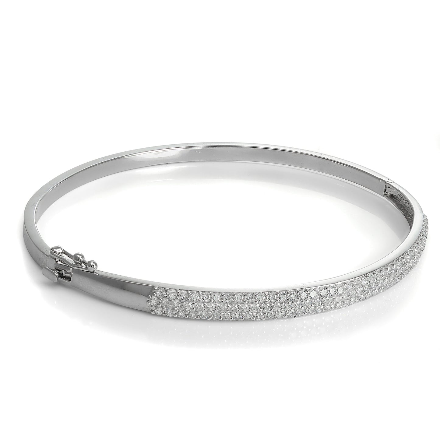 Bracelet à charnière en or blanc 9 carats et cristal CZ
