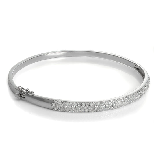 Bracelet à charnière en or blanc 9 carats et cristal CZ