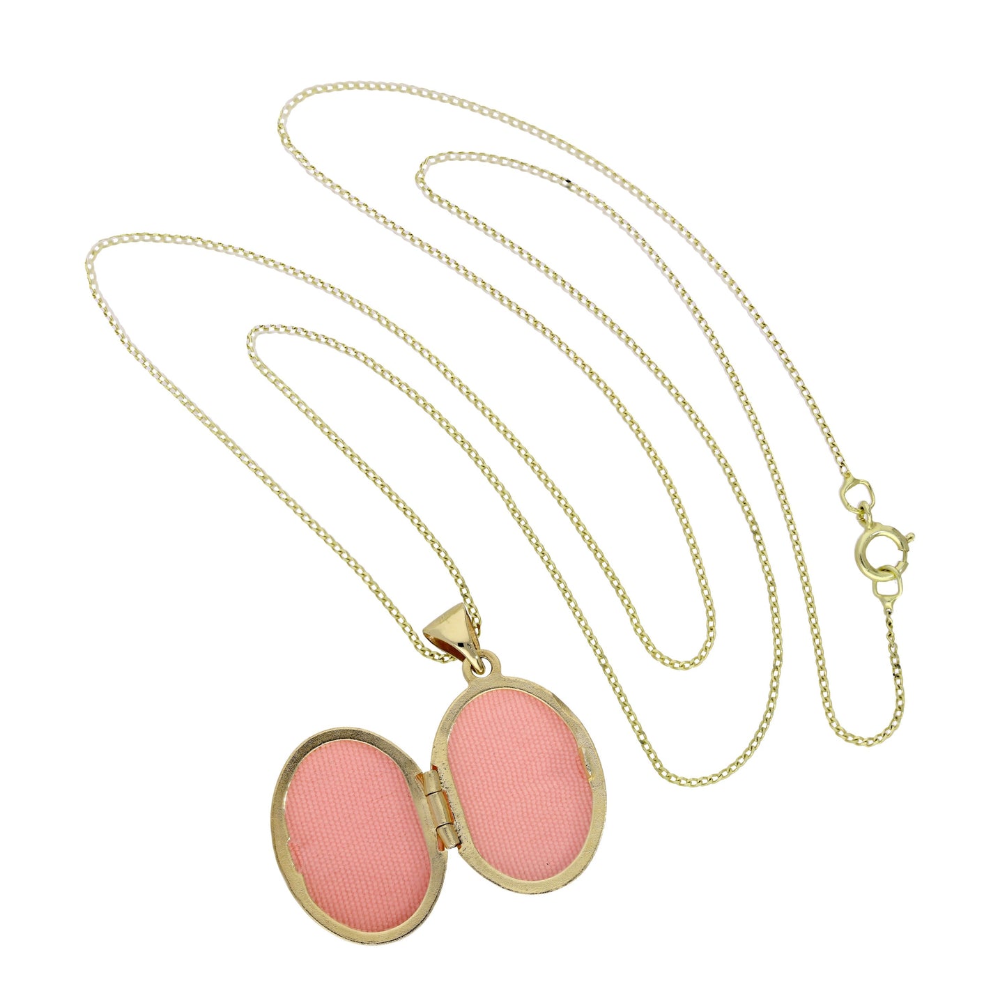 Médaillon ovale en or 9 carats avec motif en or blanc sur chaîne de 40 à 45 cm