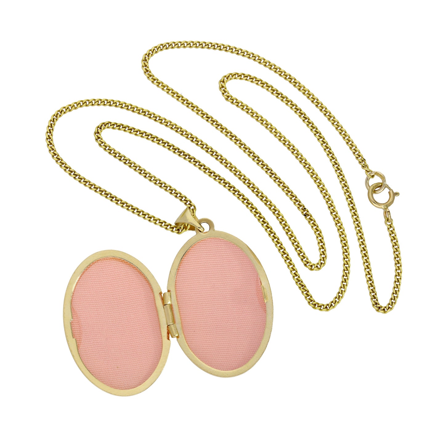 Collier avec médaillon en or 9 carats et diamants, tourbillon en or blanc, 40 à 50 cm