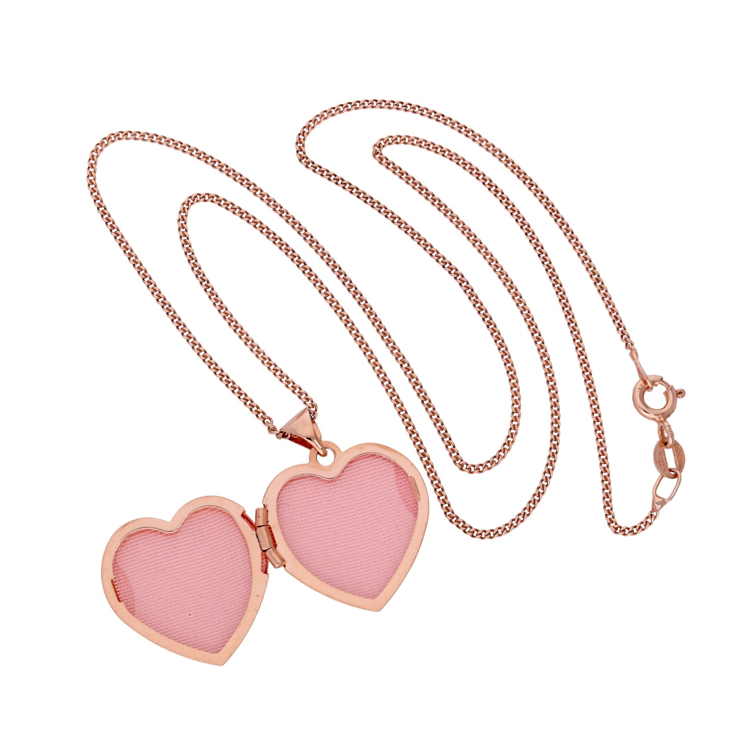 Médaillon cœur floral en or rose 9 carats sur chaîne de 40 à 50 cm