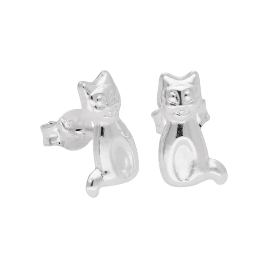 Boucles d'oreilles à tige en argent sterling en forme de chat assis