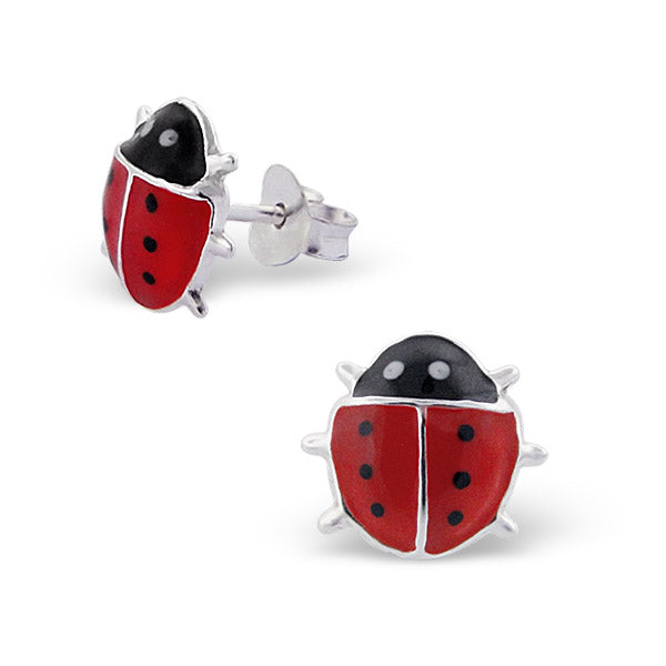 Boucles d'oreilles à tige en argent sterling en forme de coccinelle