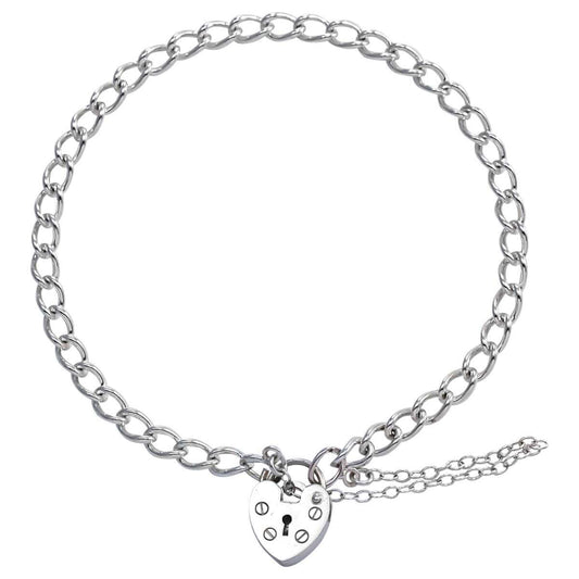 Bracelet à breloques en argent sterling avec fermoir en forme de cœur