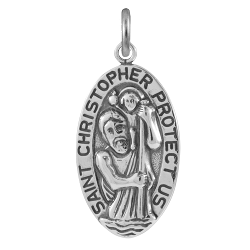 Grande breloque Saint-Christophe en argent sterling