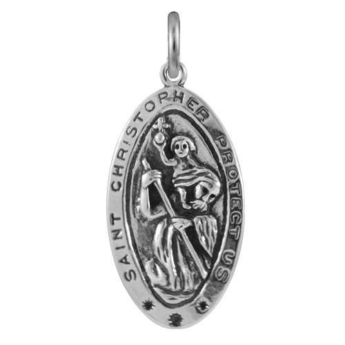 Breloque médaille Saint-Christophe en argent sterling