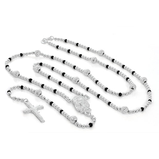 Collier de perles de chapelet en argent sterling