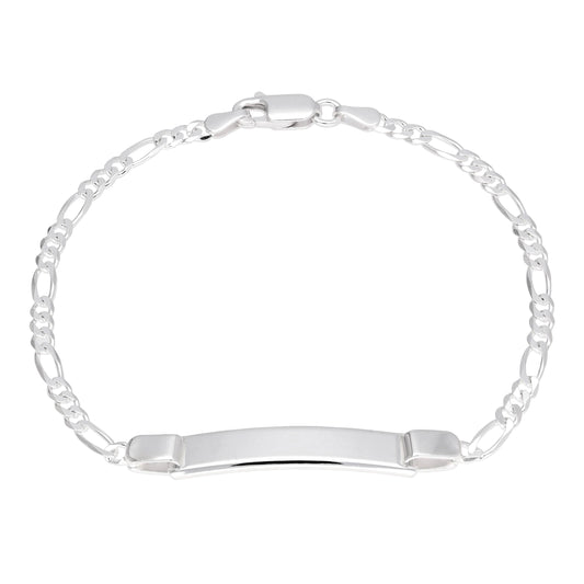 Bracelet plaque d'identité Figaro en argent sterling