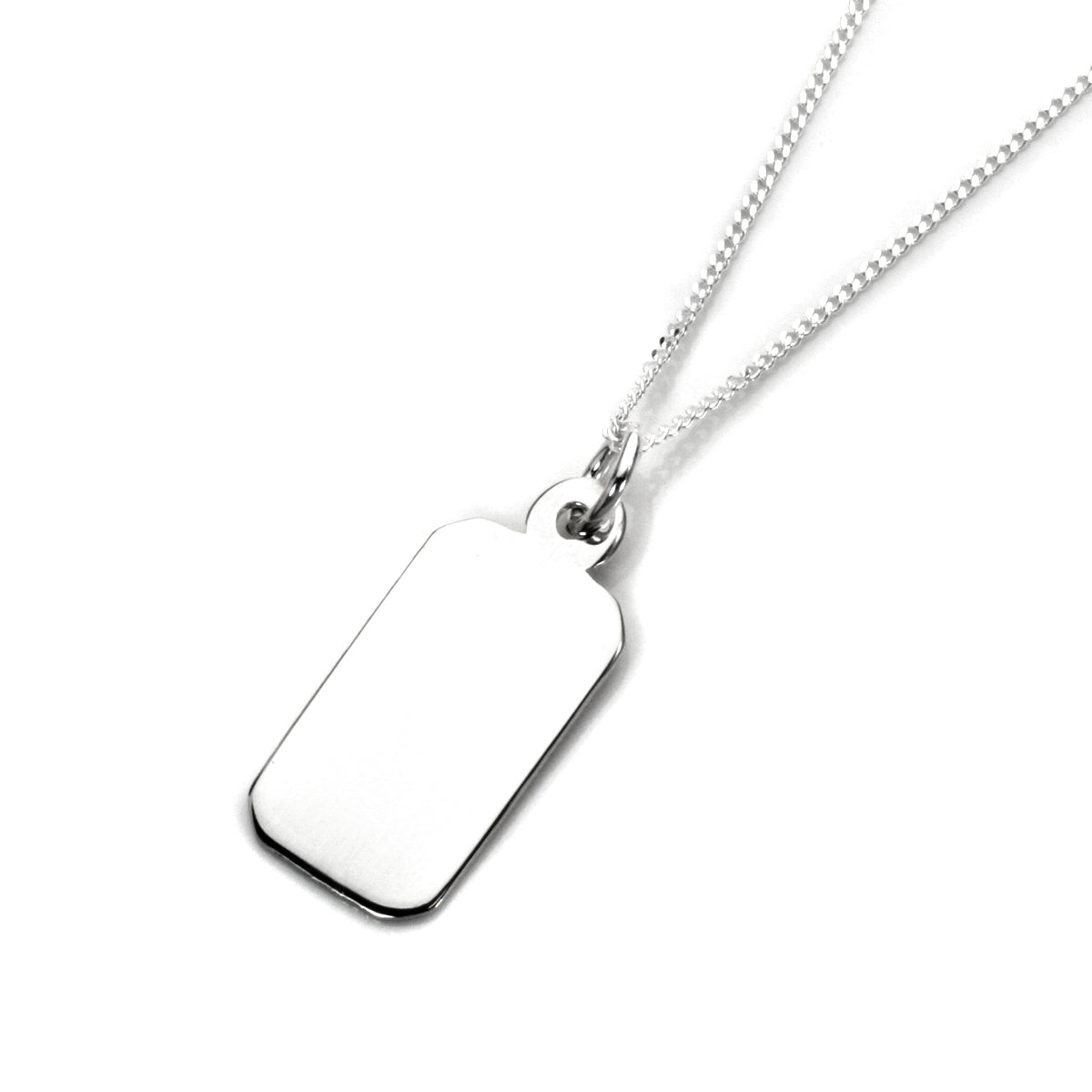Pendentif rectangulaire gravable en argent sterling - 16 à 22 pouces