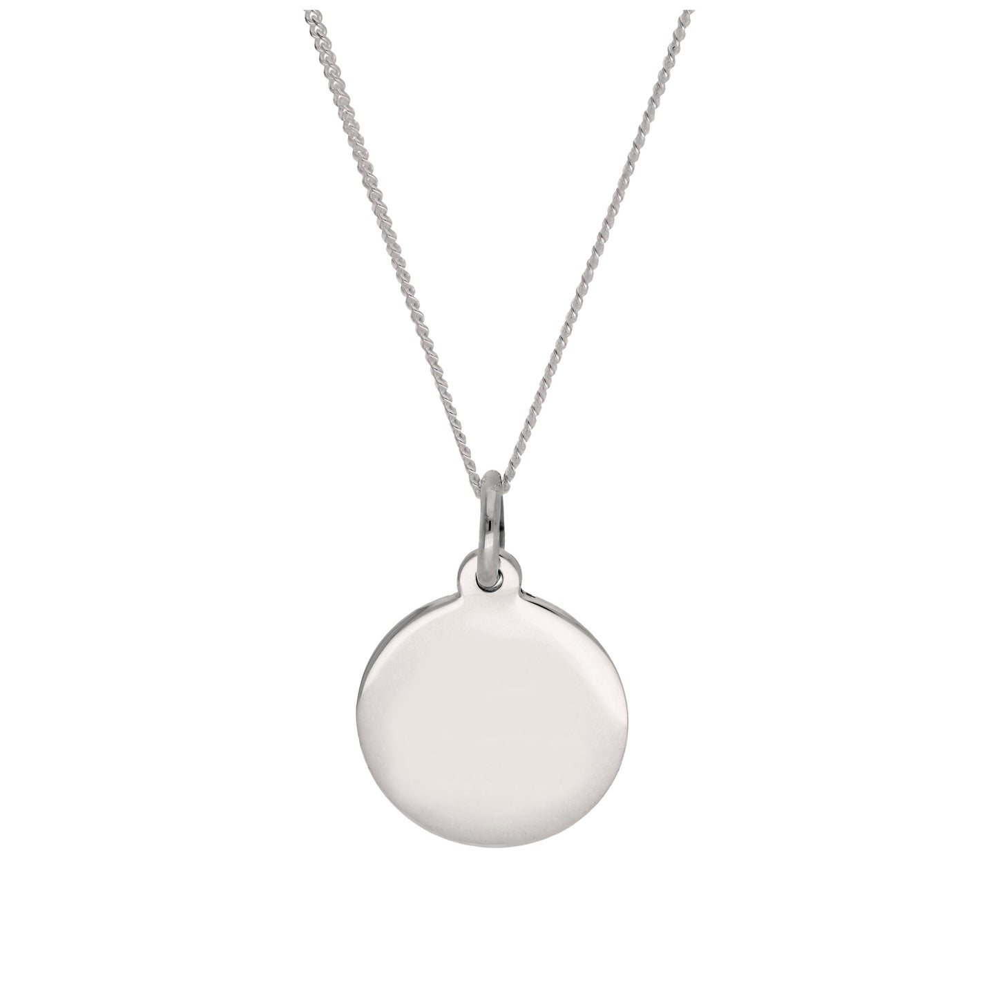 Pendentif rond gravable en argent sterling - 16 à 22 pouces