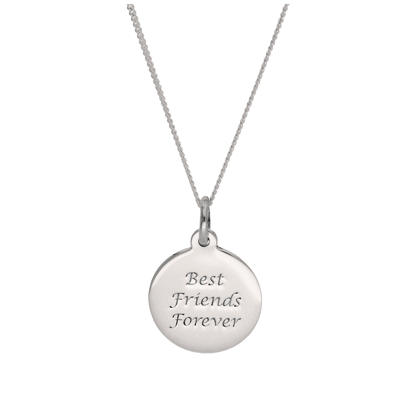 Pendentif rond gravable en argent sterling - 16 à 22 pouces