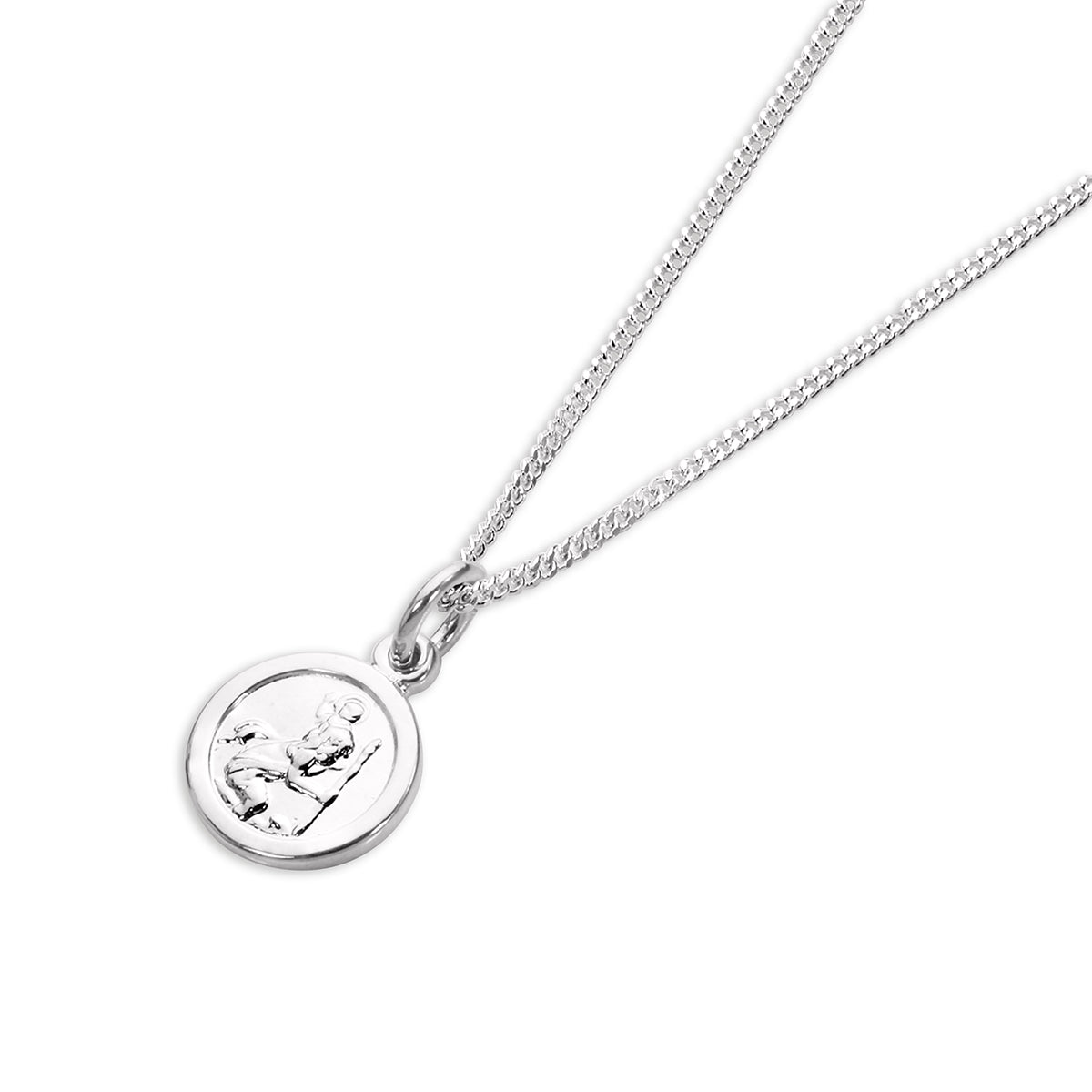 Pendentif Saint-Christophe rond en argent sterling