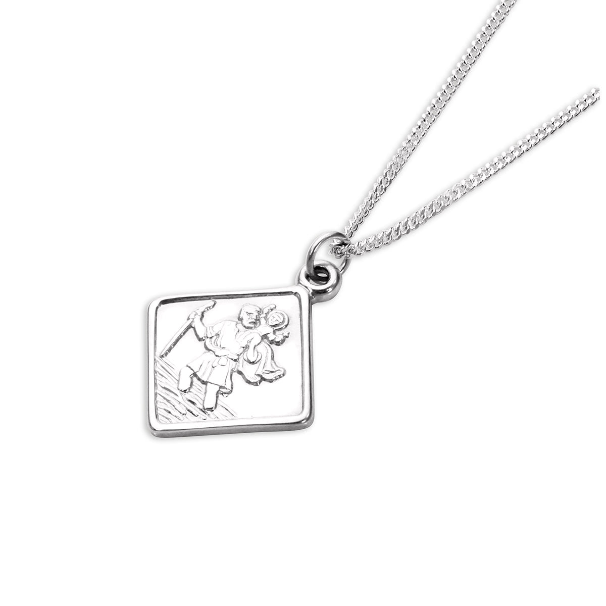 Pendentif Saint-Christophe carré en argent sterling