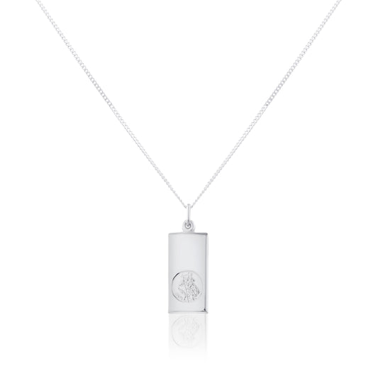 Grand pendentif Saint-Christophe moderne en argent sterling - 16 à 24 pouces