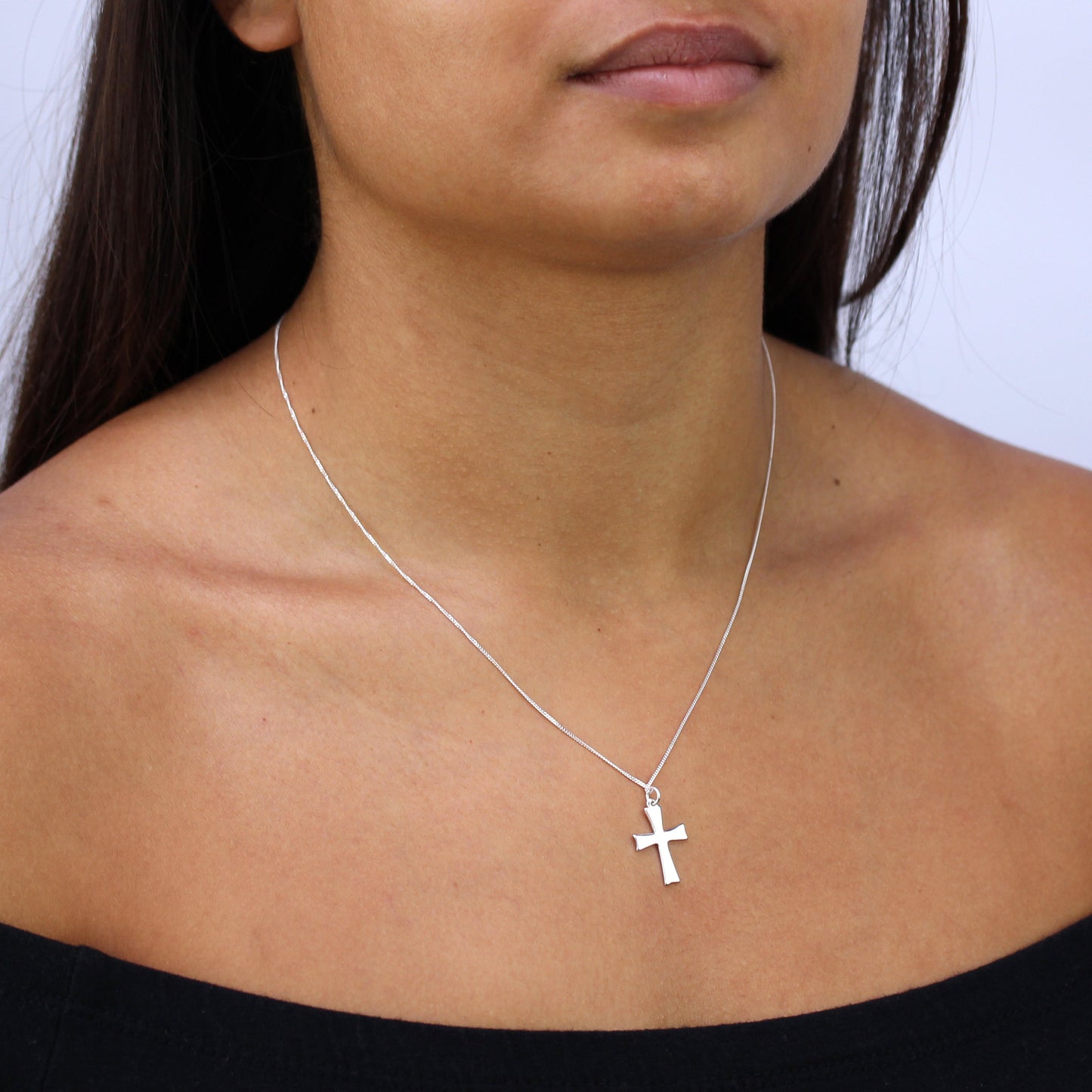 Collier croix en argent sterling - 16 à 22 pouces