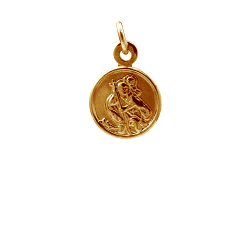 Petite médaille ronde Saint-Christophe en or rose 9 carats