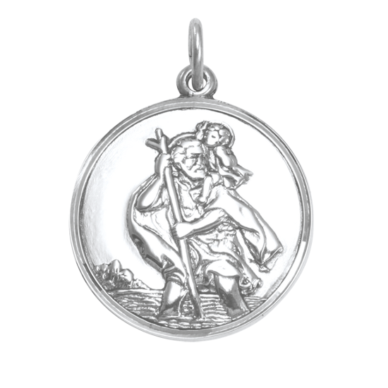 Pendentif Saint Christophe en argent sterling - Poli ou mat
