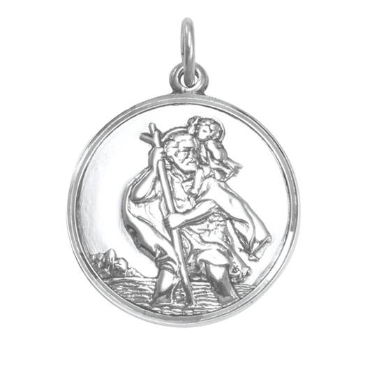 Pendentif Saint Christophe en argent sterling - Poli ou mat