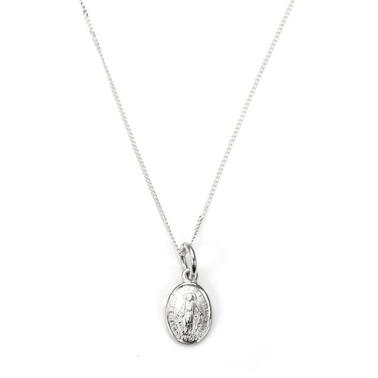 Collier en argent sterling avec médaille de Marie miraculeuse