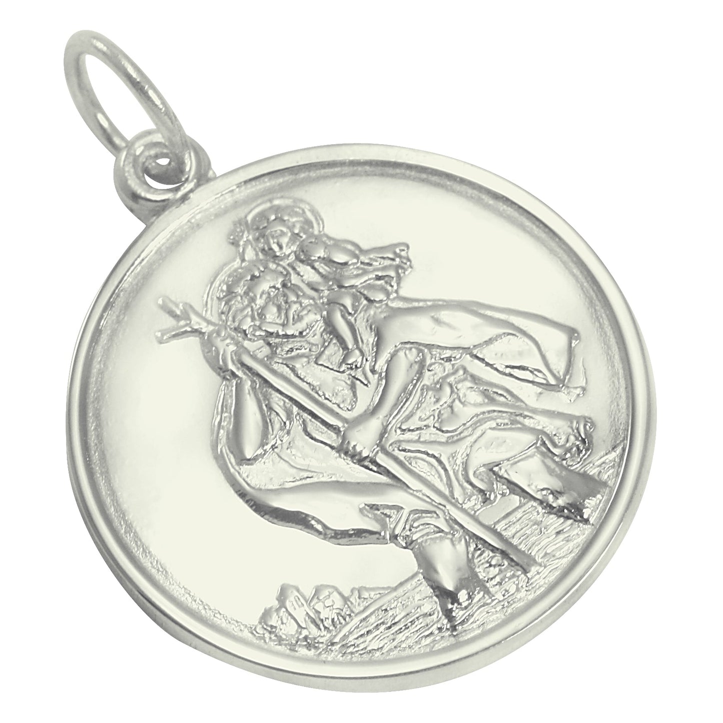 Pendentif Saint Christophe en or blanc 9 carats