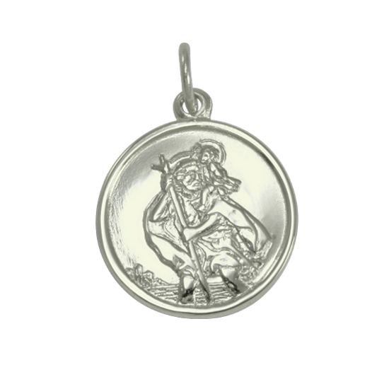 Pendentif Saint Christophe en or blanc 9 carats