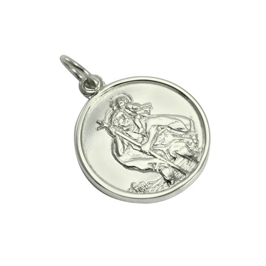 Pendentif Saint Christophe en or blanc 9 carats