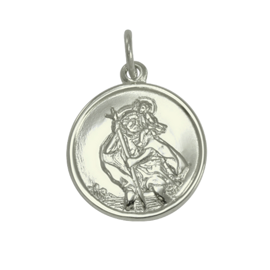 Pendentif Saint Christophe en or blanc 9 carats