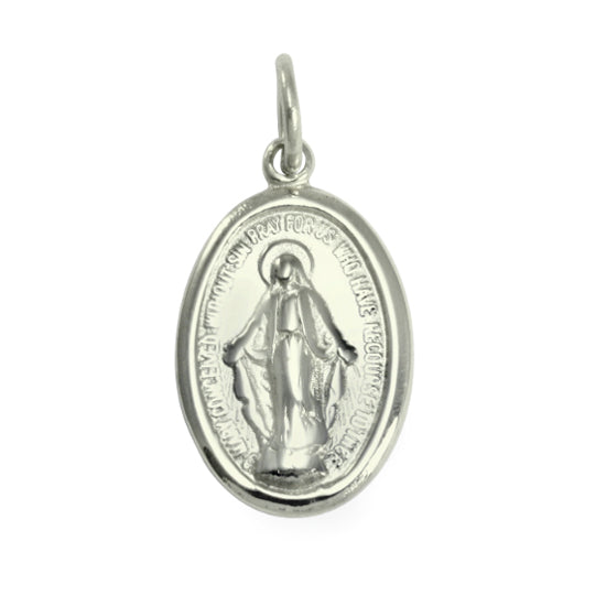 Médaille miraculeuse en or blanc 9 carats