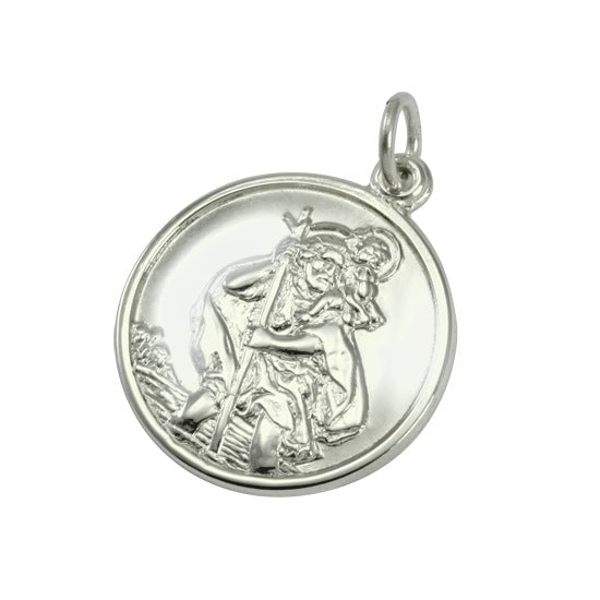 Pendentif Saint Christophe en or blanc 9 carats