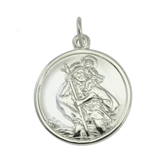 Pendentif Saint-Christophe en or blanc 9 carats avec dos uni