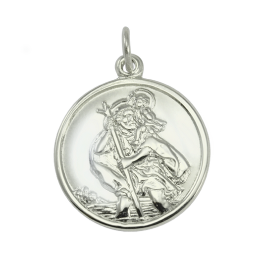 Pendentif Saint-Christophe en or blanc 9 carats avec dos uni