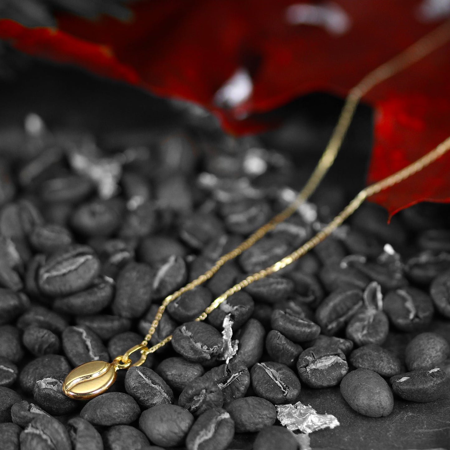 Collier grain de café en or 9 carats - 40 à 50 cm