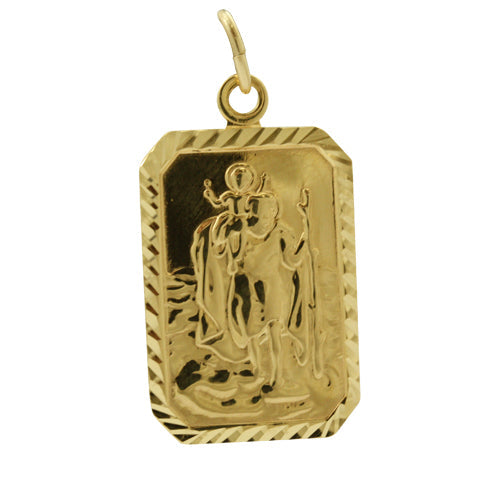 Pendentif plaque Saint Christophe en or 9 carats