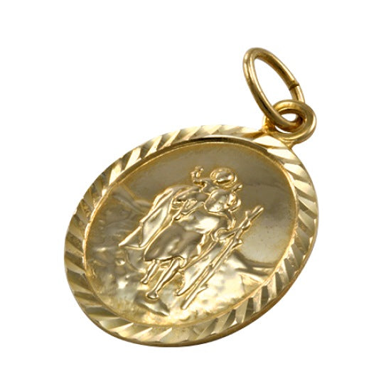 Pendentif ovale Saint Christophe en or 9 carats