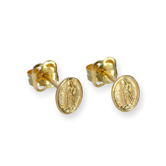 Boucles d'oreilles à tige en or 9 carats de la Sainte Vierge Marie