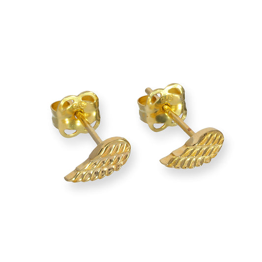 Boucles d'oreilles à tige en or 9 carats avec ailes d'ange