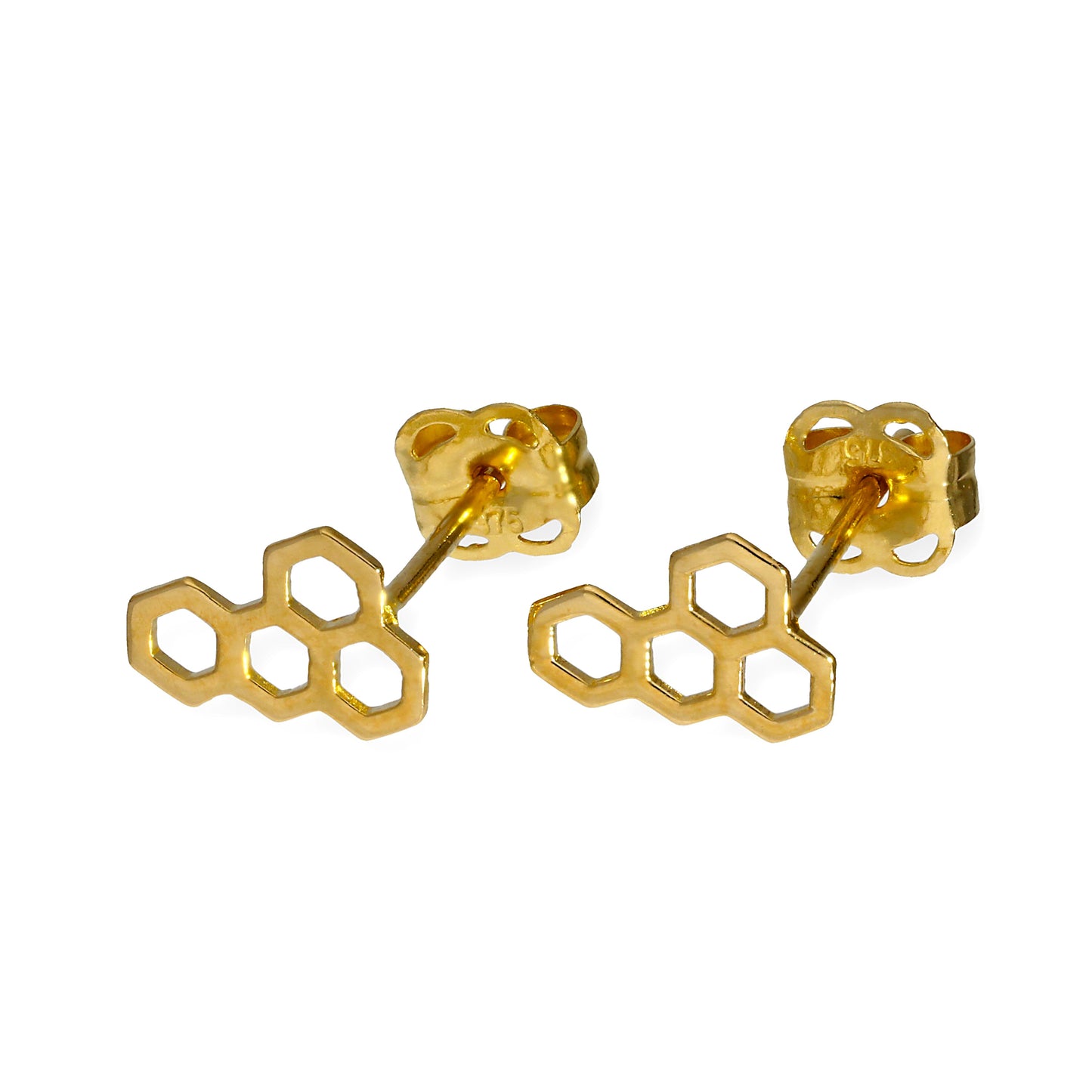 Boucles d'oreilles à tige en nid d'abeille en or 9 carats