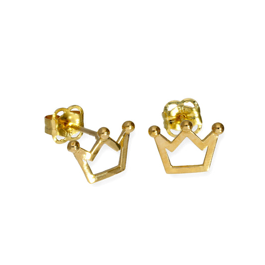 Boucles d'oreilles à tige en or 9 carats avec contour de la couronne royale