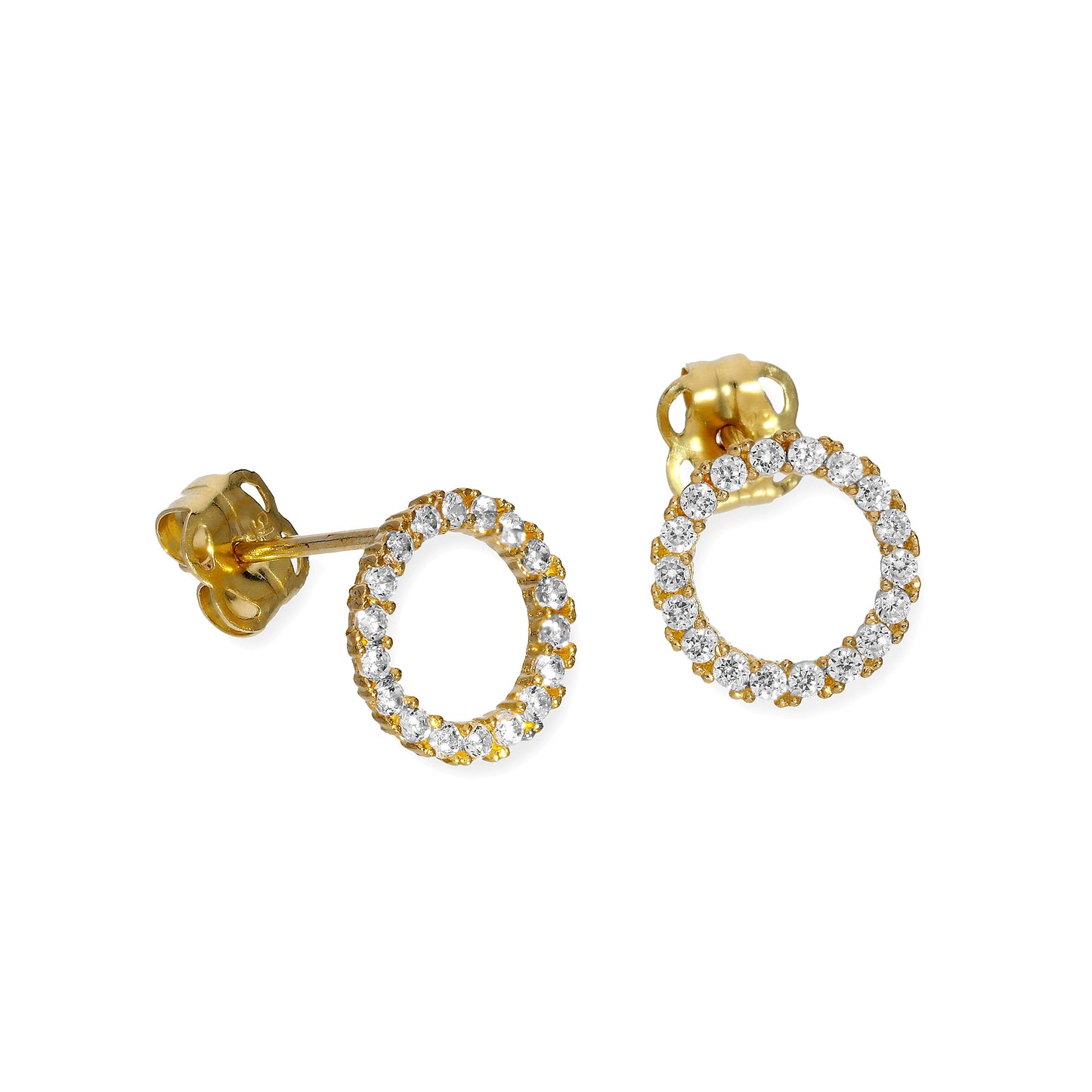 Boucles d'oreilles à tige Karma Circle en or 9 carats et cristal CZ transparent