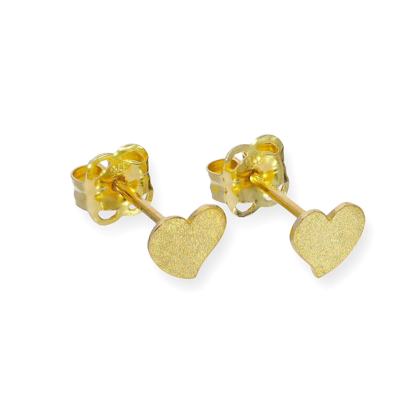Boucles d'oreilles à tige en forme de cœur givré en or 9 carats