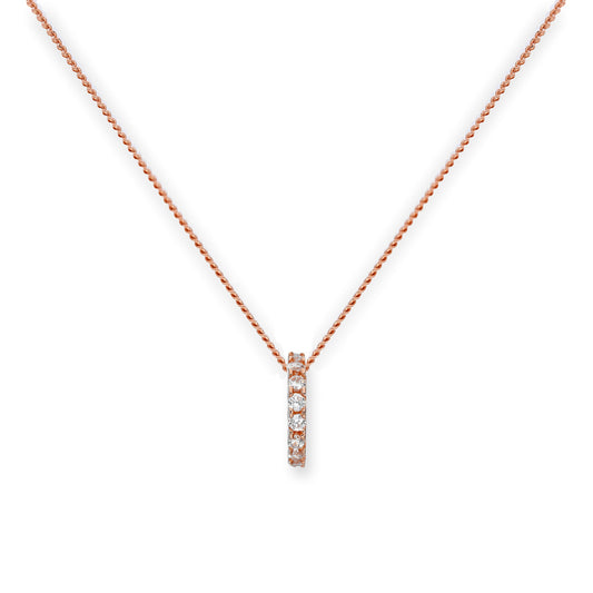 Collier avec pendentif en forme de roue en or rose 9 carats et cristal CZ transparent, 40 à 45 cm