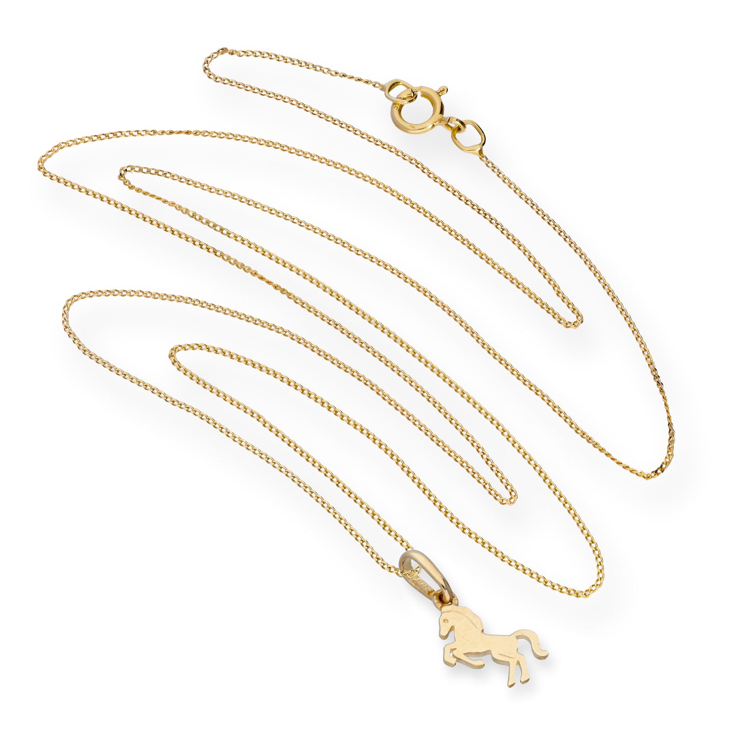 Collier avec pendentif cheval cabré en or 9 carats, 40 à 50 cm