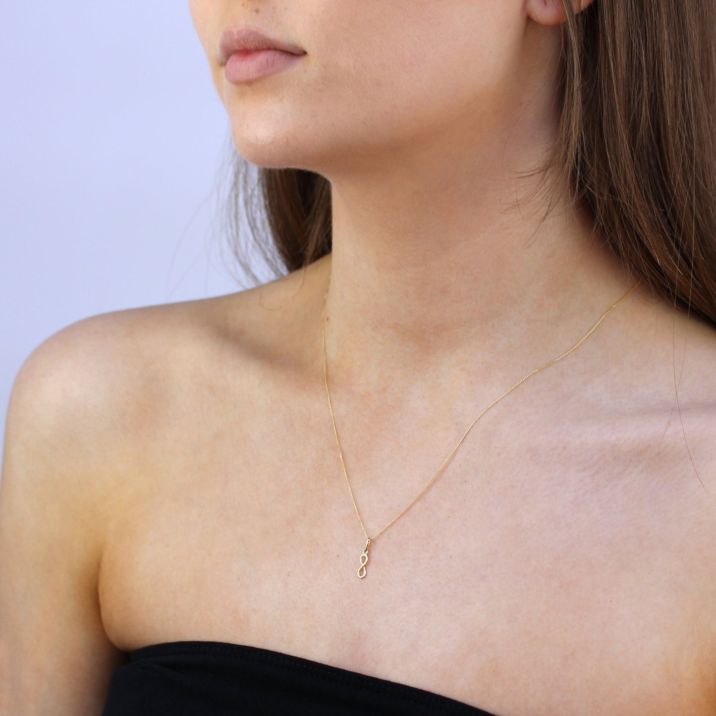 Collier avec pendentif symbole de l'infini en or 9 carats, 40 à 50 cm