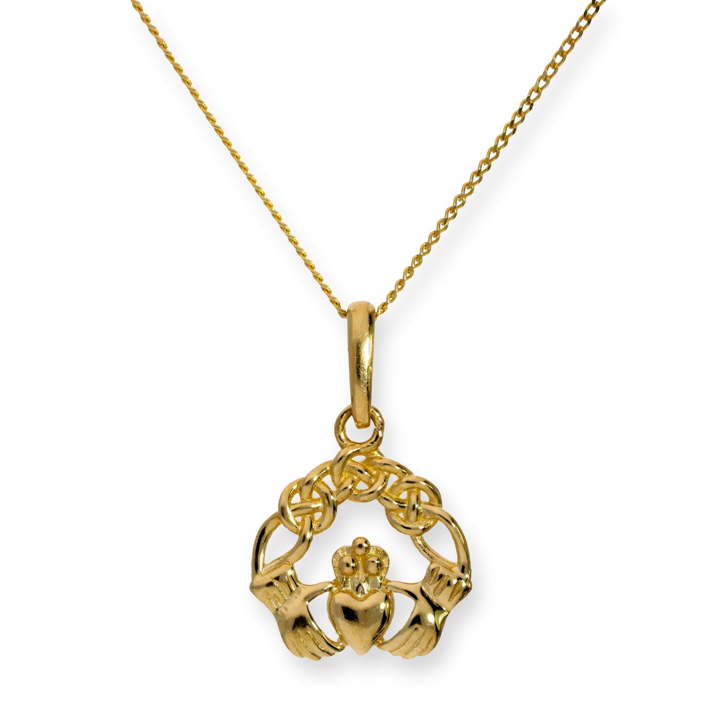 Collier pendentif Claddagh en or 9 carats de 40 à 50 cm