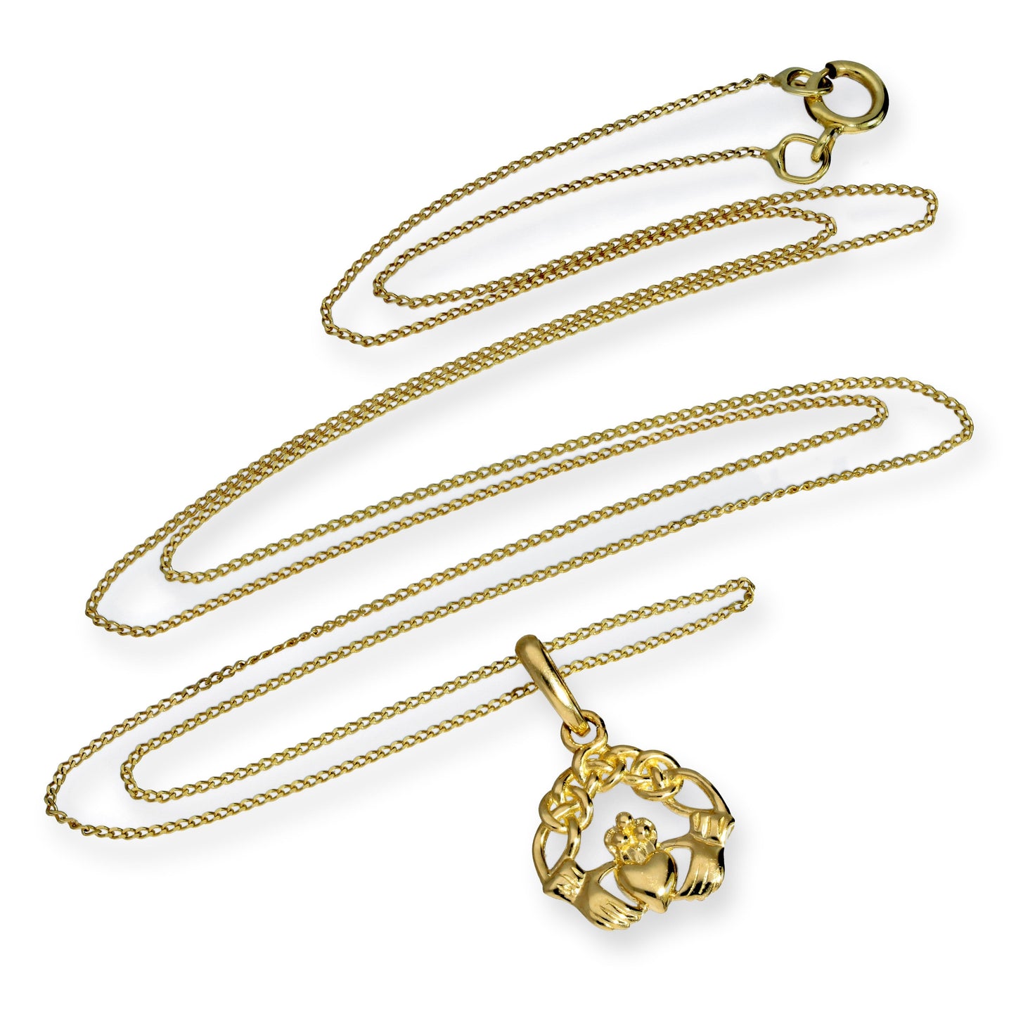 Collier pendentif Claddagh en or 9 carats de 40 à 50 cm