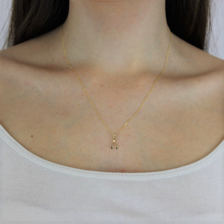 Collier avec pendentif en forme de bréchet en or 9 carats, 40 à 50 cm